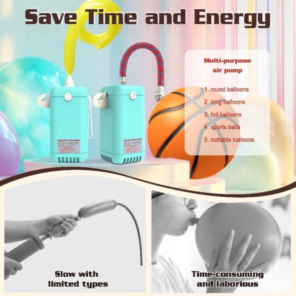 2-in-1 Electric Air Balloon Pump，Balloon Inflator for 260q,Foil, Latex Balloons and Sport Balls