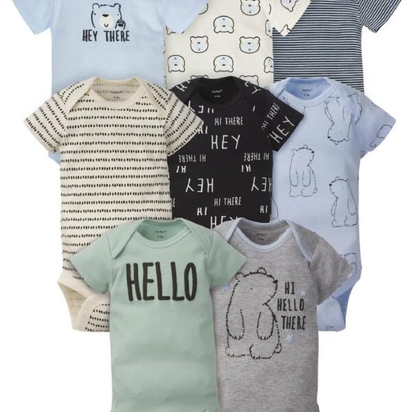 Baby Boy Short Sleeves Onesies Bodysuits, 8-Pack, Sizes Newborn-12M