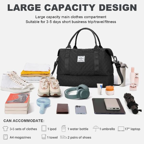 f34212c677d44ee9ba22b32d0176a23b Weekender Bags for Women, Travel Duffel Bags with Shoe Compartment,Personal Item Travel Bag for Airlines, Carry on Overnight Tote Bag for women,Beige&Brown