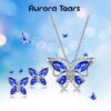 Purple Butterfly Jewelry Amethyst February Birthstone Jewelry Set Fine Necklace/Earrings 925 Sterling Silver Women Birthday Mother's Day Gifts