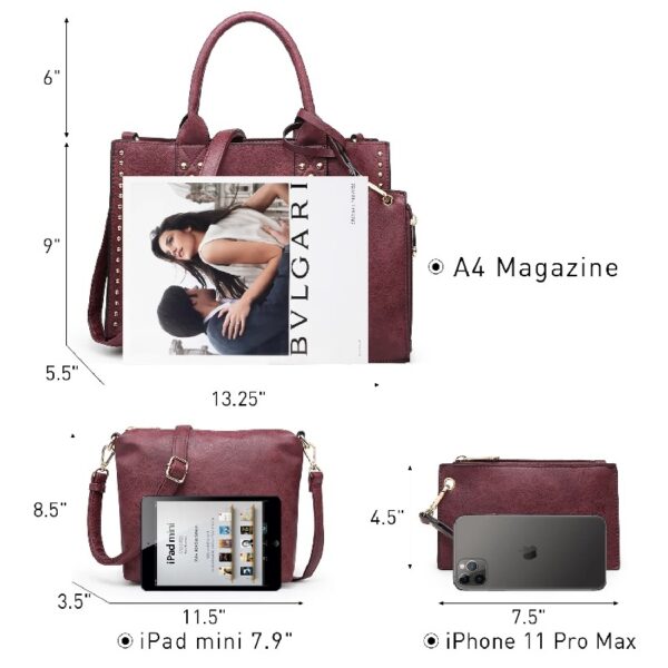 f3d0282dac0640c7806fb32d01783351 Women's 3Pcs Purse Handbag Shoulder Bag Tote Satchel Hobo Bag Briefcase Work Bag for Ladies
