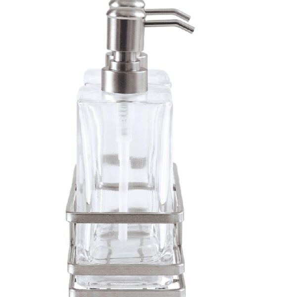 Clear Lotion Pump 2-Piece Set with Brushed Nickel Caddy