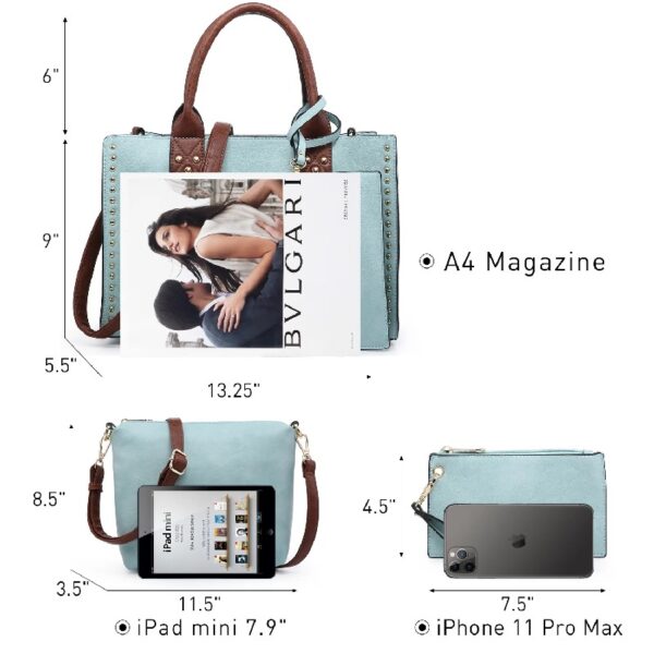 f3e4c8b1f6964c6fac8fb32d0178583e Women's 3Pcs Purse Handbag Shoulder Bag Tote Satchel Hobo Bag Briefcase Work Bag for Ladies