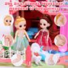 Play Dollhouse with Doll Toy Figures, 14 Rooms Furniture and Colorful Lights, Creative Doll House Gift for Girls Ages 3+, Assemble Required, Pink