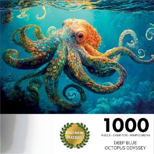 Deep Blue Octopus Odyssey: 1000-Piece Jigsaw Puzzle for Adults - Marine Artwork Brain Teaser by