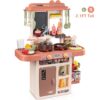 Play Kitchen Set for Kids, 2.1FT Tall Toy Play Kitchen w/ Realistic Lights Sounds Simulation Spray for Toddlers Girls Boys Gift 42Pcs - Small (Orange Red 18x8.6x24.8in)
