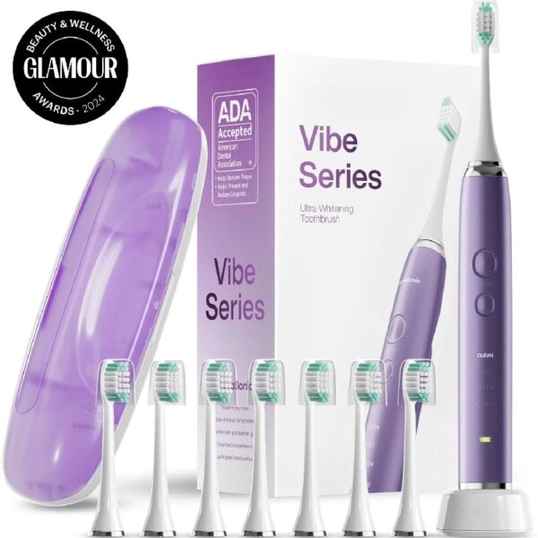 Black Series Electric Toothbrush - Rechargeable, 4 Modes, Travel Case, 8 Brush Heads