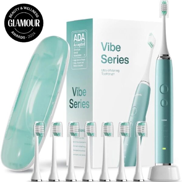 Black Series Electric Toothbrush - Rechargeable, 4 Modes, Travel Case, 8 Brush Heads