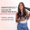 Smoothstay Coconut Oil-Infused Ceramic Hair Dryer with Diffuser, Black