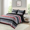 7 Piece Reversible Bed in a Bag Comforter Set with Sheets, Black, Queen