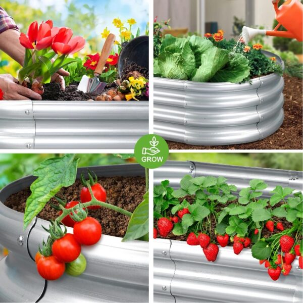 Galvanized Raised Garden Bed Mental, Outdoor Garden Planters, Large Galvanized Raised Planters 4ft (L) x2ft (W) x1ft (H), Silver
