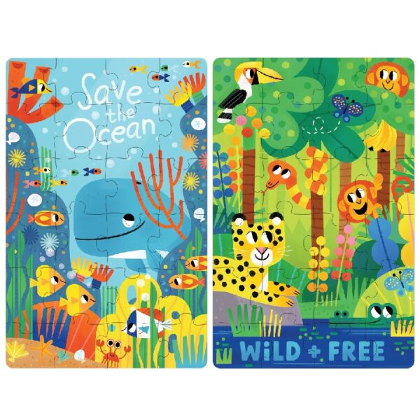 Little Buffalo 8pk Wood Kids Jigsaw Puzzles Plus Storage by