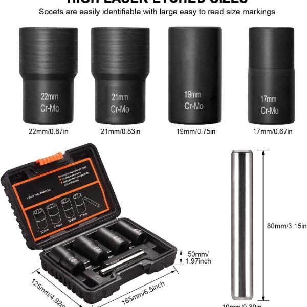 TW6009 Twist Socket 4 in Socket Size, 1/2 in Drive Size, Deep, 5 Piece