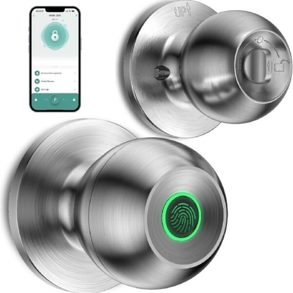 Cikuci Smart Door Lock, Fingerprint Door Lock Knob with App Control, Suitable for Home, Cloakroom, Offices, Hotels (K10)