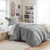 Full/Queen Comforter Sets, Reversible 3 Piece Extra Soft Bedding Set, Chambray Print Sage Green Comforter Bed Set with Pillow Shams