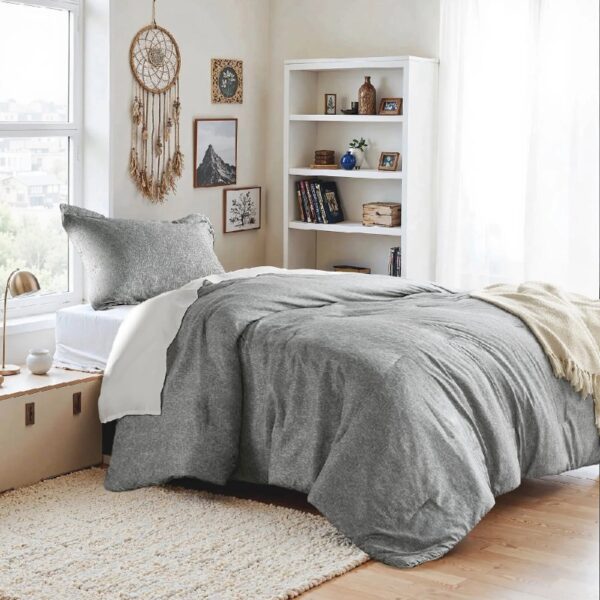 Full/Queen Comforter Sets, Reversible 3 Piece Extra Soft Bedding Set, Chambray Print Sage Green Comforter Bed Set with Pillow Shams