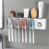 Toothbrush Holders Bathroom Decor with Toothpaste Dispenser, 4 Cups Toothbrush Holder Wall Mounted Bathroom Accessories