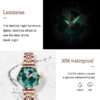Women Watch Fashion Rose Gold Diamond Analog Quartz Female Watch for Women Luxury Dress Ladies Stainless Steel Luminous Waterproof Date Wrist Watches Green Dial
