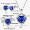 Women Heart Jewelry Set Necklace Earrings Ring 925 Sterling Silver February Birthstone Amethyst Wife Mother Birthday Valentine's Day Gift