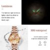 Women Watch Fashion Rose Gold Diamond Analog Quartz Female Watch for Women Luxury Dress Ladies Stainless Steel Luminous Waterproof Date Wrist Watches Green Dial