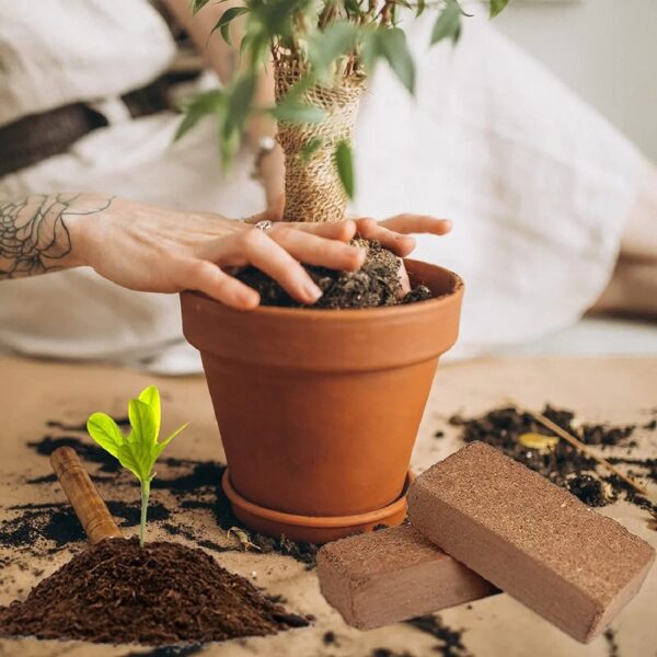 10lb of  100% Organic Coco Coir Bricks with Low EC and pH Balance High Expansion Coco Fiber for Herbs, Flowers,Plants Gardening Renewable Coconut Soil