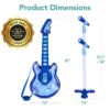 19in Kids Flash Guitar, Pretend Play Musical Instrument Toy for Toddlers w/ Mic, Stand - Navy
