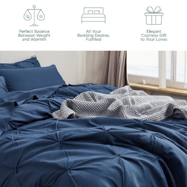 Dorm Bedding Twin Comforter Set - 5 Pieces Pintuck Bed in A Bag with Comforters, Sheets, Pillowcases & Shams