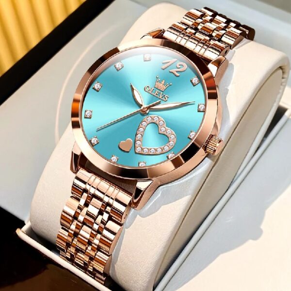 Women Watch Fashion Rose Gold Diamond Analog Quartz Female Watch for Women Luxury Dress Ladies Stainless Steel Luminous Waterproof Date Wrist Watches Green Dial