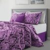 Lux Decor Collection 5 Piece Queen Down Alternative Comforter Set, Washable Duvet Bedding Set - Quatrefoil Navy