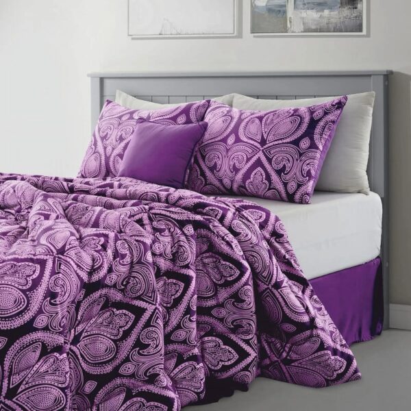 Lux Decor Collection 5 Piece Queen Down Alternative Comforter Set, Washable Duvet Bedding Set - Quatrefoil Navy