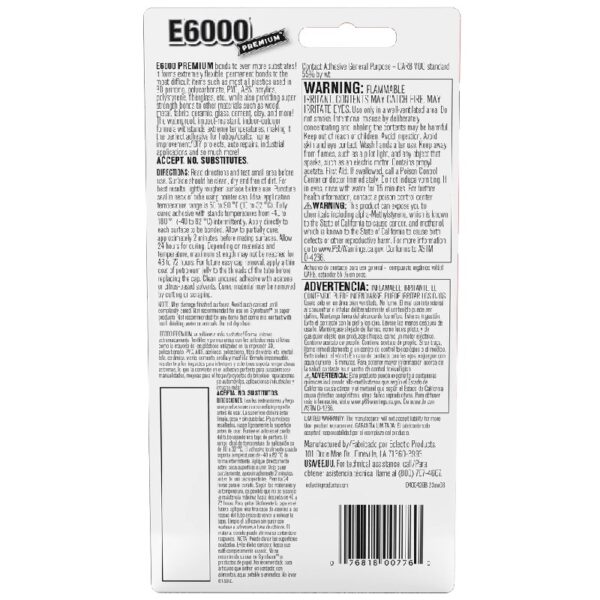 (4 pack)  E6000 Contact Adhesive Glue, Premium Industrial Strength, Clear, 205300, 3 fl. oz.