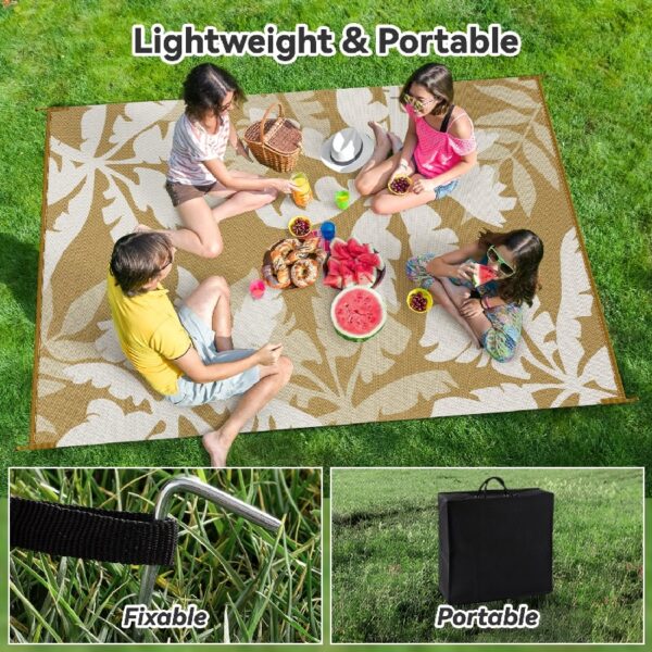 Outdoor Rug Carpet 5'x8' Waterproof Reversible Patio Rug Portable Indoor Outdoor Rug Plastic Straw Rug for Beach RV Camping Garden Picnic Deck Backyard Porch Decor Black
