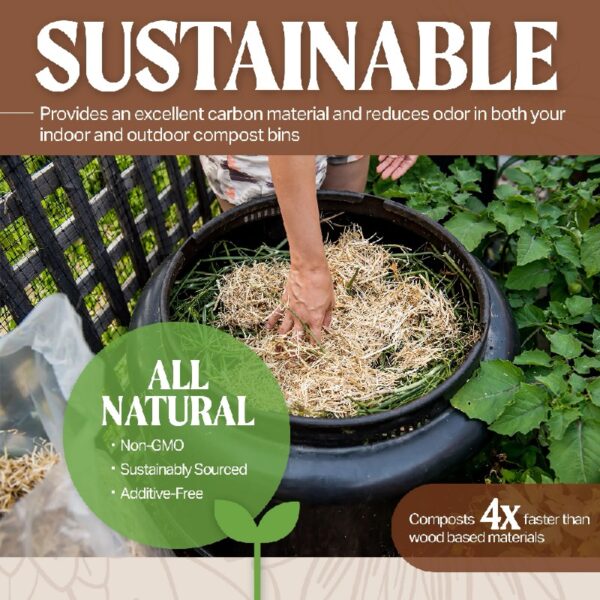 GardenStraw, 3 cu ft (20 lbs) Pack of 1 – All-Natural Mulch for Gardens, Vegetables Lawn Seeding – Water-Conserving, Weed-Suppressing Wheat Straw – Cleaned, Sustainably Sourced