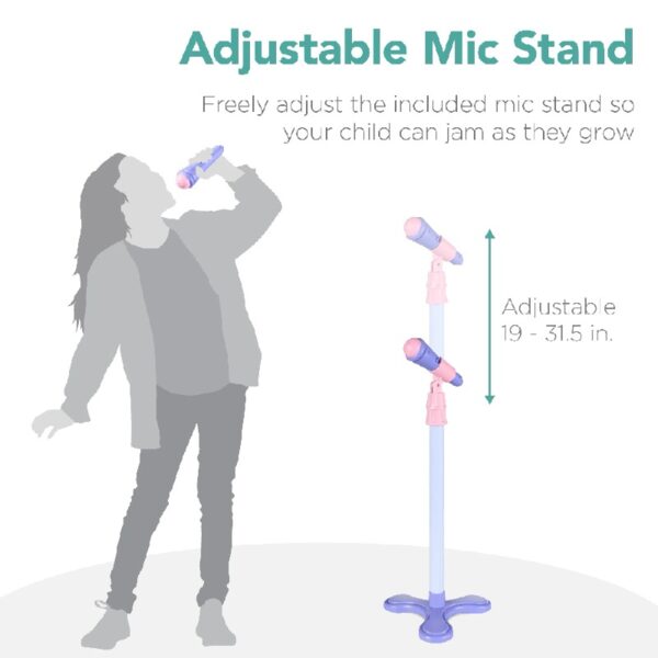 19in Kids Flash Guitar, Pretend Play Musical Instrument Toy for Toddlers w/ Mic, Stand - Navy