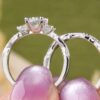 1 Carat Wedding Ring Sets Infinity Band Princess Sterling Silver Rings for Women CZ Size 7