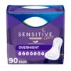 Sensitive Care Extra Coverage Overnight Incontinence Pads for Women, 90 Count