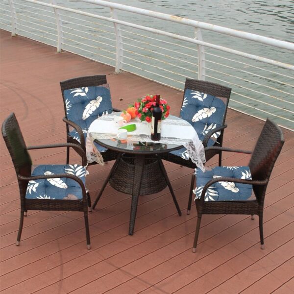 Outdoor Patio Cushion, Rocking Chair Cushion Set, Tufted Pads, Set of Upper and Lower with Ties Pack of 2 (2 Sets) - Back 21