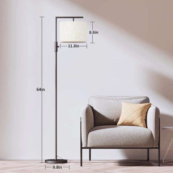 Iron Modern Standing Lamp, Gold Floor Lamp for Living Room, with Rotary Switch, Hanging Shade and 3 Color Temperatures 9W Bulb for Bedroom, Study Room, Office