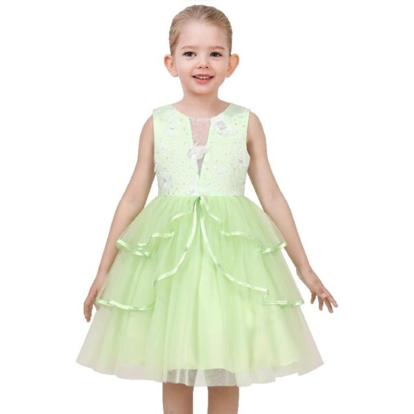 Flower Girls Dress Blue Belted Wedding Party Bridesmaid 12