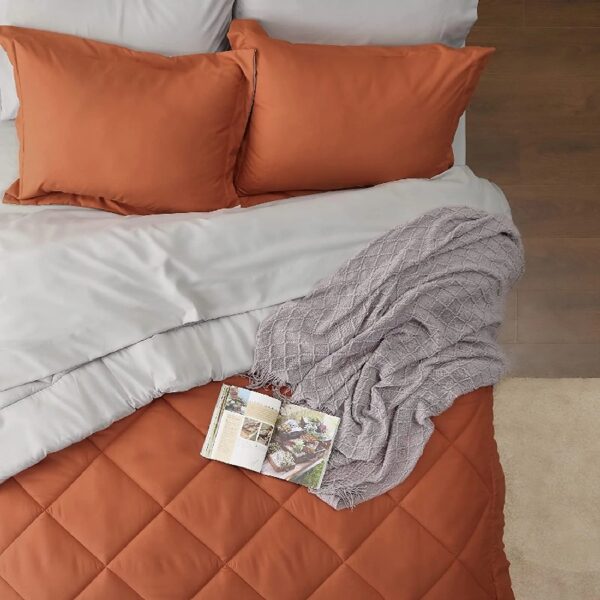 Light Purple Queen Comforter Set - 7 Pieces Reversible Queen Bed in a Bag, Queen Bed Set Light Purple and Grey with Comforters, Sheets, Pillowcases & Shams