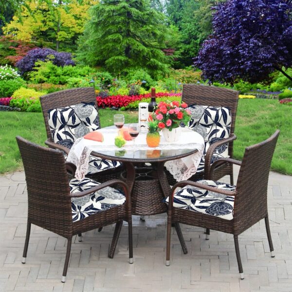 Outdoor Patio Cushion, Rocking Chair Cushion Set, Tufted Pads, Set of Upper and Lower with Ties Pack of 2 (2 Sets) - Back 21