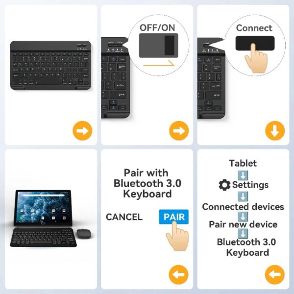 Android 13 Tablet , 4GB+64GB Storage Tablet with Keyboard, Google GMS Certified, Dual 13MP+5MP Camera, WiFi, Bluetooth,  IPS Full HD Display