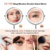 Funtouch Double-Sided Lighted Chrome Makeup Mirror, 10x Magnification, Adjustable Swivel Vanity Mirror
