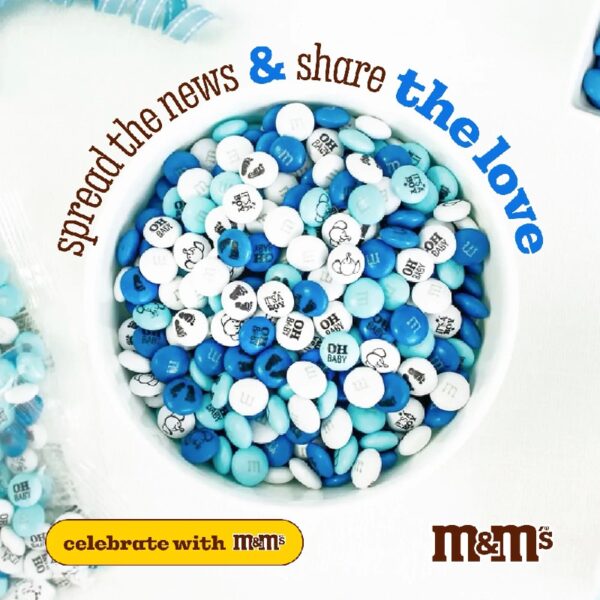 M&M'S It's A Boy Milk Chocolate Candy, Baby Shower or Gender Reveal Candy, 2lb Resealable Bulk Bag