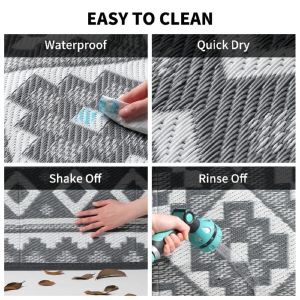Outdoor Rug 5'x8' Waterproof Reversible Patio Rug Modern Lightweight Plastic Straw Indoor Outdoor Rug for RV Camping Deck Balcony Porch Boho Patio Decor Outdoor Carpet Brown and Beige