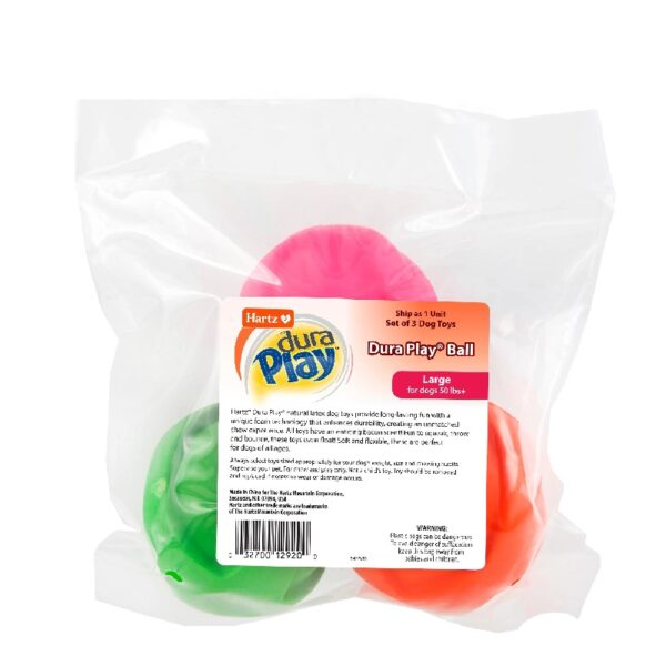 Dura Play Large Ball Dog Toy with Bacon Scent and Squeaker, Latex, 3 Pack
