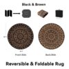 Outdoor Rugs 5' x 8' Rug, Waterproof Patio Mat, Stylish Plastic Straw Reversible Area Rug for Picnic RV Camping Porch Balcony, Black and White