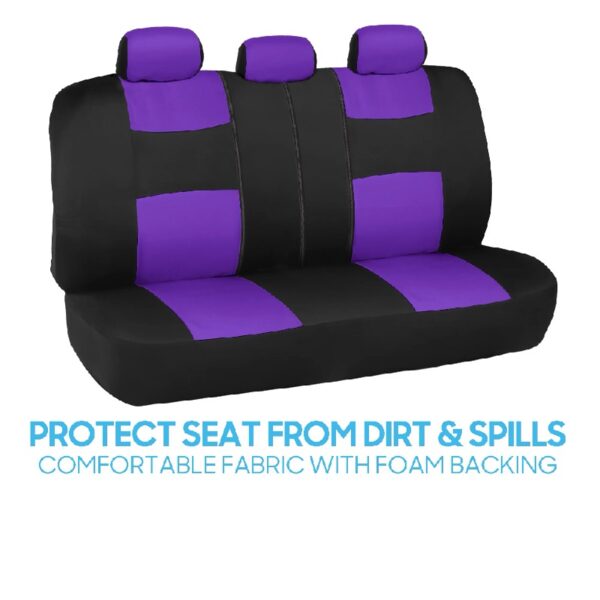 PolyPro Car Seat Covers Full Set in Charcoal on Black – Front and Rear Split Bench for Cars, Easy to Install Cover Set, Accessories Auto Trucks Van SUV
