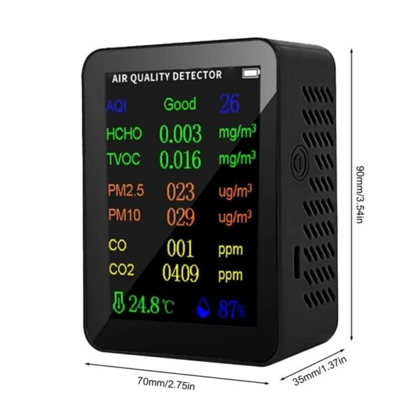 Indoor Air Quality Detector High-Precision Real-Time Portable 10-in-1 Monitor with Alarm Air Quality Tester Indoor B
