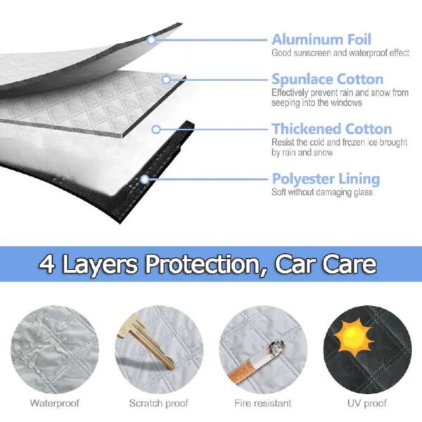 Front+Rear Car Snow Cover Windshield with Magnetic Edge, Winter Windscreen Cover Ice, Frost Snow and Wiper Protector for Car SUVs Vans Trucks and Sedan Stop Scraping